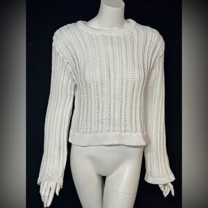 White + Warren Size Small White Cable Knit Sweater